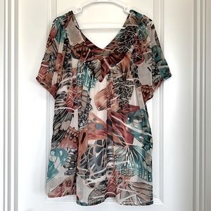 Greater Good Women’s Multicolor Floral V-Neck Floral Layered‎ Blouse Size 2X